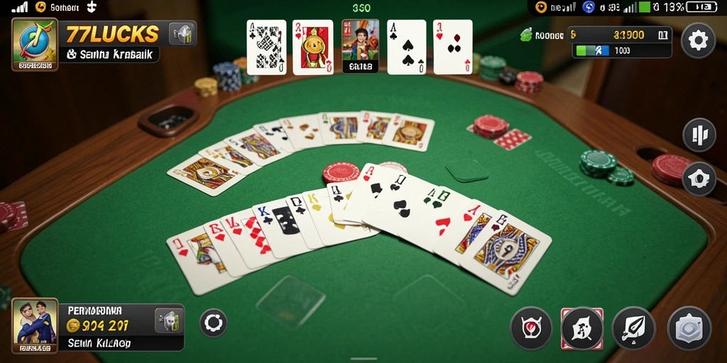 Tampilan gameplay seru Gaple di 77LUCKS yang penuh strategi.