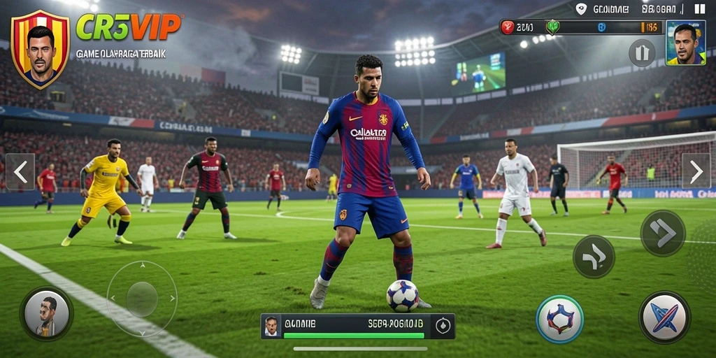 Tangkapan layar gameplay CR7VIP dengan aksi seru di lapangan.