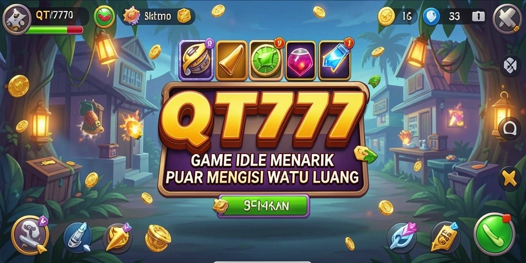Tampilan gameplay QT777 menunjukkan karakter yang mengumpulkan sumber daya.