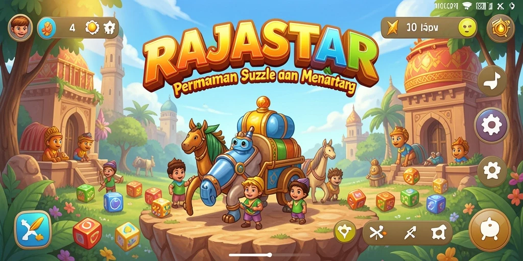 Tampilan gameplay <strong>RAJASTAR</strong> yang penuh warna dan menantang.