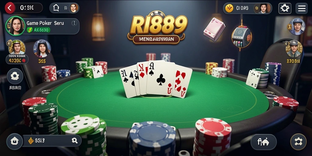 Tampilan gameplay Poker yang mendebarkan di RI889.