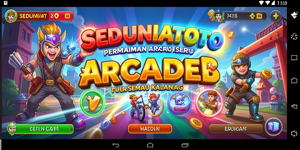 Tampilan gameplay SEDUNIATOTO yang penuh warna dan seru.