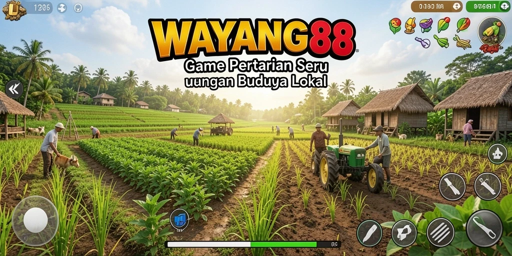 Tampilan gameplay WAYANG88 dengan aktivitas pertanian yang menarik.
